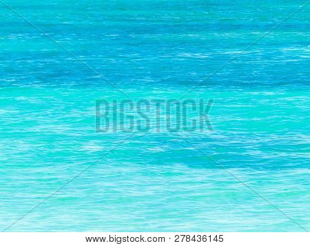 Nature Background Of Transparent, Turquoise Water Of Tyrrenian Sea. Copy Space.