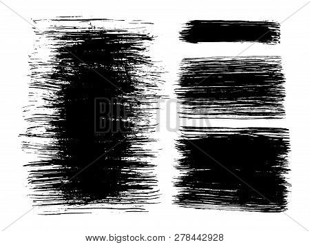 Brush Strokes Set Hand Drawn Scribble Abstract Vector Illustration. Border Design Template.