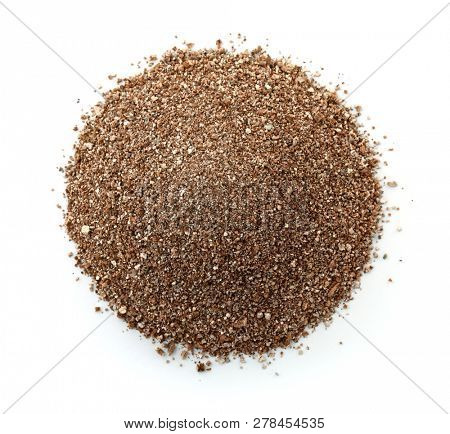 Top view of vermiculite isolated on white