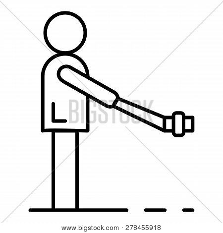 Man Take Selfie Stick Icon. Outline Man Take Selfie Stick Vector Icon For Web Design Isolated On Whi