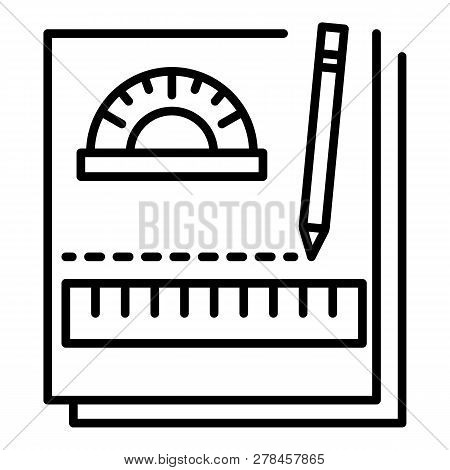 Homework Notebook Icon. Outline Homework Notebook Vector Icon For Web Design Isolated On White Backg