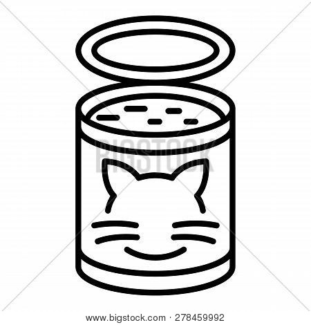 Cat Food Tin Can Icon. Outline Cat Food Tin Can Vector Icon For Web Design Isolated On White Backgro