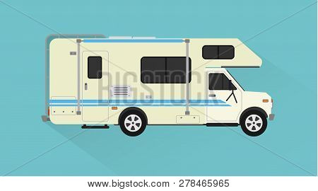 Camper, Trailer Car Design Flat Style.vector Illustration