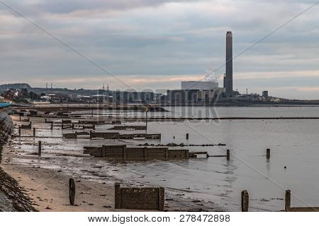 Sunrise In Carrickfergus Industrial District, Antrim, Northern Ireland, Uk