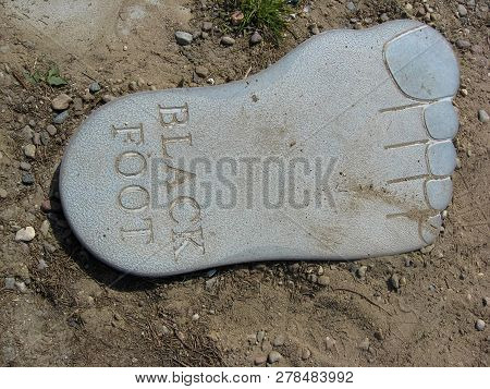 Strysza Buda (mirachowo), Poland - May 03, 2014: Kaszubski Miniature Park. Footprint Yeti