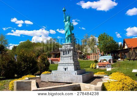 Strysza Buda (mirachowo), Poland - May 03, 2014: Kaszubski Miniature Park. Copy Of The Statue Of Lib