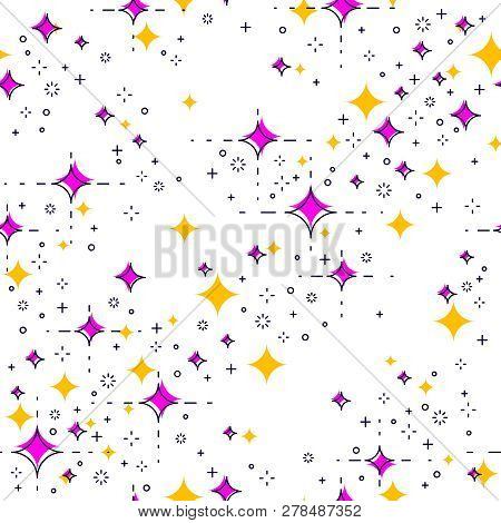 Space Seamless Background With Stars, Undiscovered Galaxy Cosmic Fantastic And Interesting Textile F