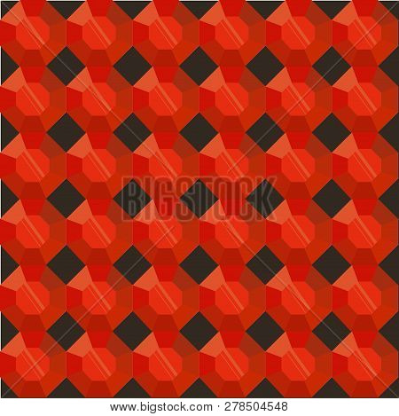 Seamless Pattern Faceted Red Ruby On Black, 3d Design Element Stock Vector Illustration For Web, For