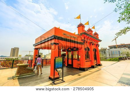Los Angeles, California, United States - August 9, 2018: Angels Flight Railway Station, The Worlds S