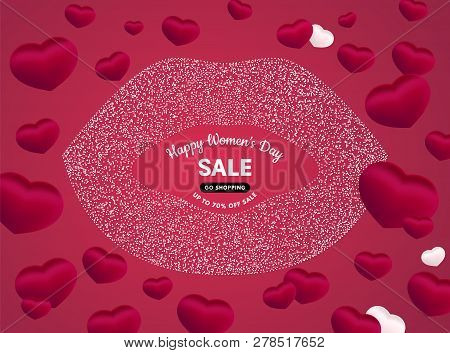 Women's or Valentine's day Sale banner or background. All phrases by Sil Open Font License, name of each font is signed in layers