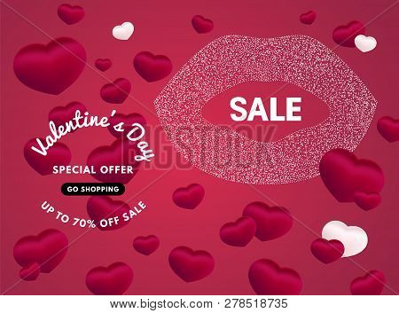 Valentine's or Women's day Sale banner or background. All phrases by Sil Open Font License, name of each font is signed in layers.