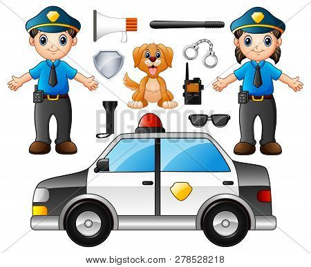 Illustration Of Set Of Police Officer With Police Profes