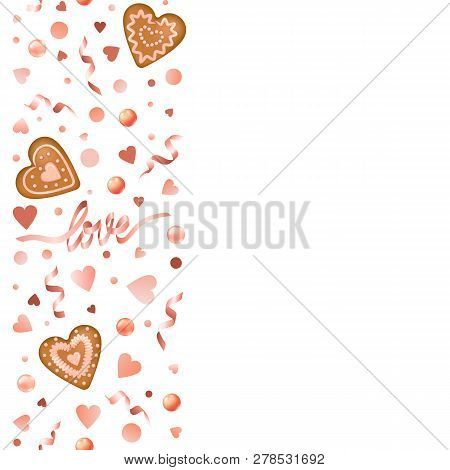 Love And Gingerbread Hearts Seamless Vertical Border