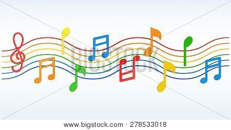 Colorful Music Notes On A White Background