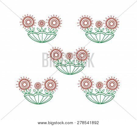 Rosettes Of Flowers Vector On White Background