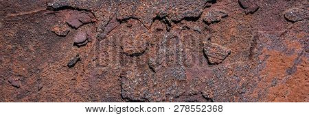 Hematite Ore Destroyed By Climatic Conditions. Banner For Design.