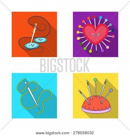 Vector Illustration Of Pin And Sewing Sign. Set Of Pin And Sketch Stock Vector Illustration.