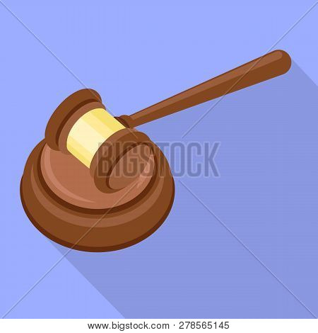 Judge Gavel Icon. Flat Illustration Of Judge Gavel Icon For Web Design