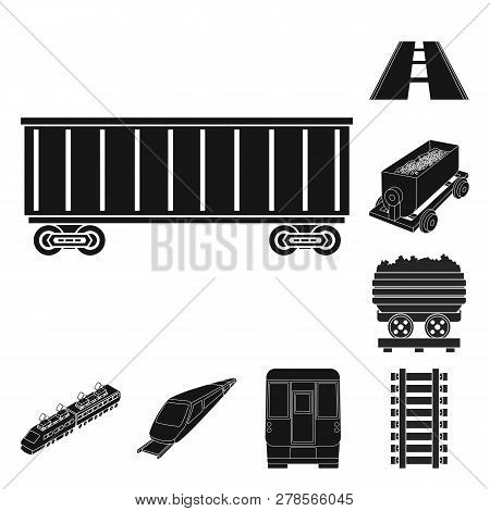 Vector Illustration Of Railroad And Train Icon. Set Of Railroad And Way Stock Symbol For Web.