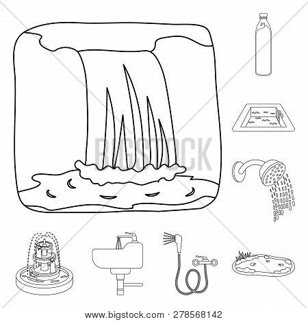 Vector Illustration Of Water And Drop Logo. Set Of Water And Splash Vector Icon For Stock.