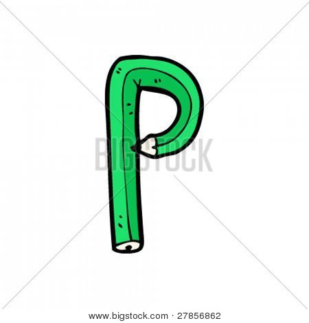 penna bokstaven P tecknad