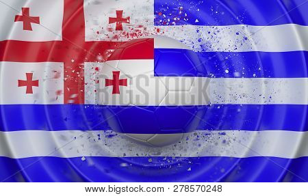 Ajaria, Soccer Ball On A Wavy Background, Complementing The Composition In The Form Of A Flag, 3d Il