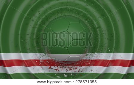 Ichkeria, Soccer Ball On A Wavy Background, Complementing The Composition In The Form Of A Flag, 3d 
