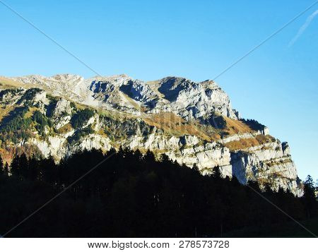 Rocky Peak Wiggis In The Glarus Alps Mountain Range - Canton Of St. Glarus, Switzerland