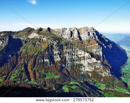 Rocky Peak Wiggis In The Glarus Alps Mountain Range - Canton Of St. Glarus, Switzerland