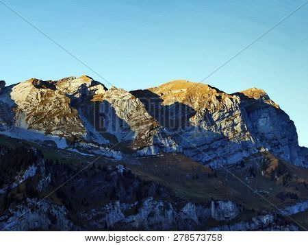 Rocky Peak Wiggis In The Glarus Alps Mountain Range - Canton Of St. Glarus, Switzerland