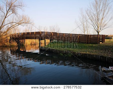 Mantua Nature Park Wooden Bridge For Pedestrian Crossing