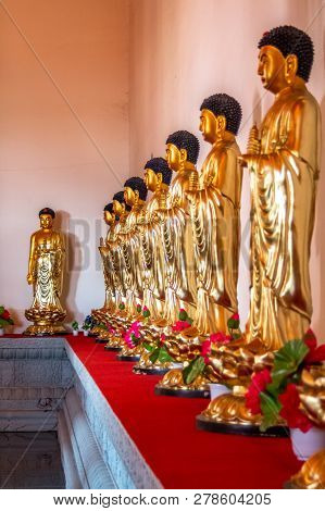 Statues Buddha In Hua Yan Or Huayan Temple In Tumen, China. Jilin Province, Korea Yanbian Prefecture