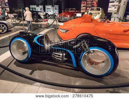 Amman, Jordan, December 07, 2018 : Xenon Light Electric Bike 2012 At The Exhibition In The King Abdu
