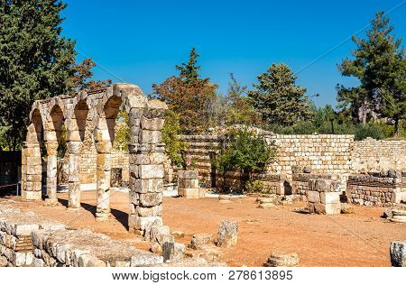 Ruins Of The Umayyad Citadel At Anjar. Unesco World Heritage In Lebanon