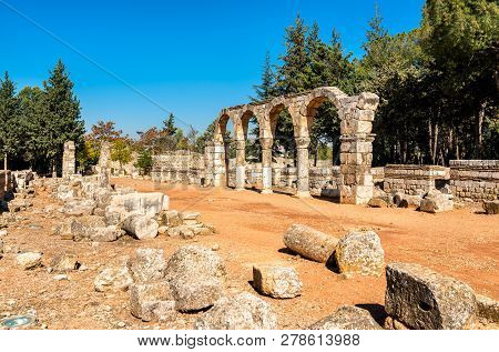 Ruins Of The Umayyad Citadel At Anjar. Unesco World Heritage In Lebanon