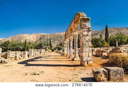 Ruins Of The Umayyad Citadel At Anjar. Unesco World Heritage In Lebanon