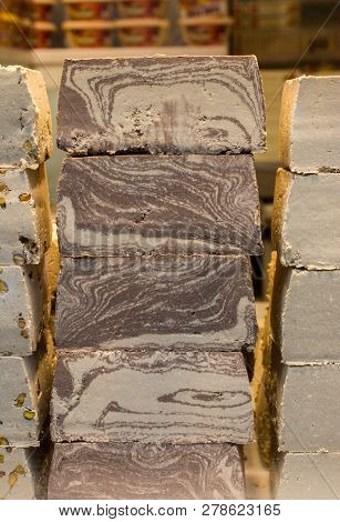 Traditional Eastern Halvah  A Sweet Confection Made With Tahini Sesame Paste
