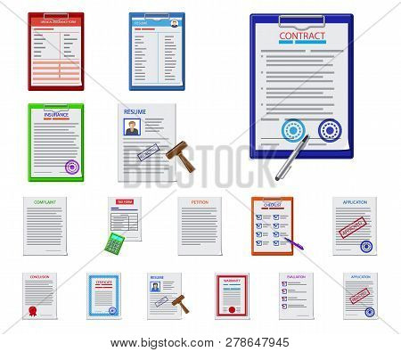 Isolated Object Of Form And Document Sign. Collection Of Form And Mark Stock Vector Illustration.