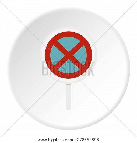 Clearway Sign Icon In Flat Circle Isolated Illustration For Web