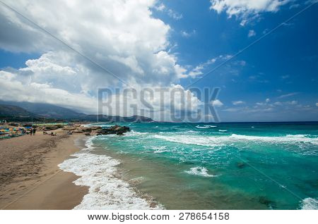 Falasarna Beach, Crete Island, Greece. Falassarna Is One Of The Best Beaches In Creta