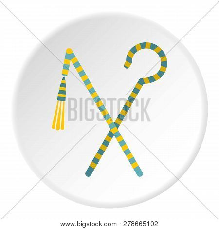Pharaoh Symbols Icon In Flat Circle Isolated Illustration For Web