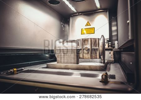 Model With Supports Created In Laser Sintering Machine Stays In
