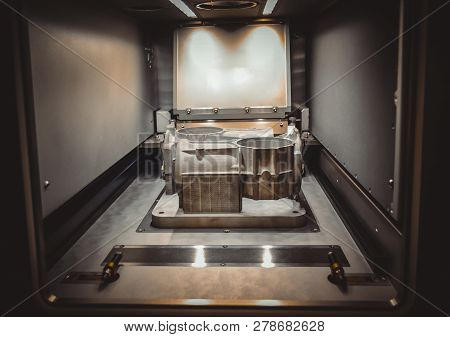 Model With Supports Created In Laser Sintering Machine Stays In