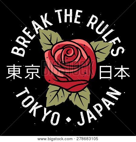 Slogan Typography With A Rose And Leaves For T Shirt Printing, Graphic Tee, T-shirt Design For Girls