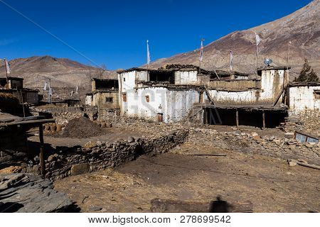 Traditional Houses In The Village Of Jhong, Lower Mustang, Nepal