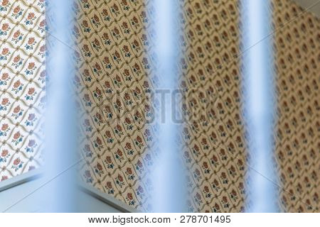 Blurred Railings In Empty Hotel Hallway - Background Texture