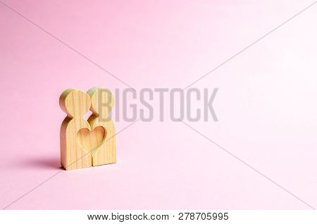 Figures Of People Stand Together And Form A Heart Shape. Concept Of Love And Relationships. Search F