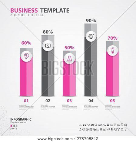 Infographics Elements Diagram With 5 Steps, Options, Vector Illustration, Rectangular 3d Icon, Prese
