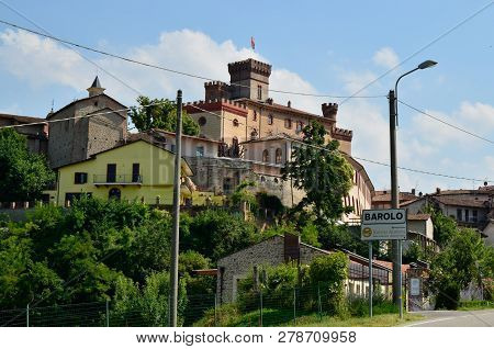 Barolo, Province Of Cuneo, Piedmont, Italy. July 2018. View On The Historical Center Of Barolo