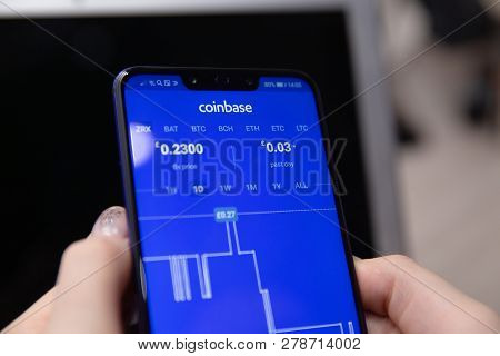 Tula, Russia - November 28, 2018: Coinbase - Buy Bitcoin And More, Secure Wallet Mobile App On The D